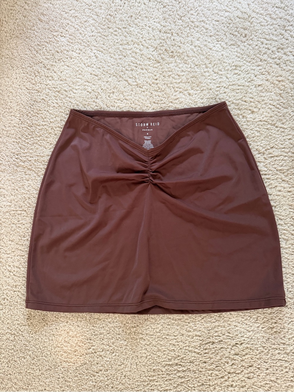 PacSun Chocolate Brown Ruched V-Front Mini Skirt small new no tag